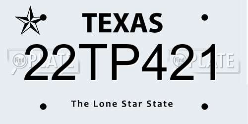 22TP421 Texas License Plate