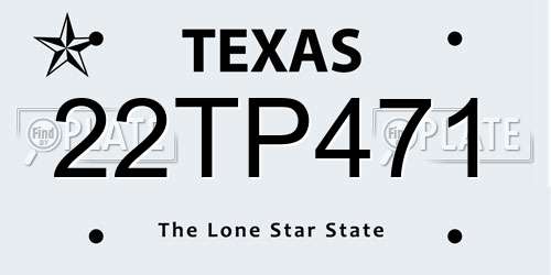 22TP471 Texas License Plate
