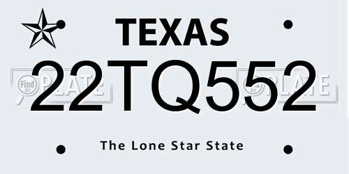 22TQ552 Texas License Plate