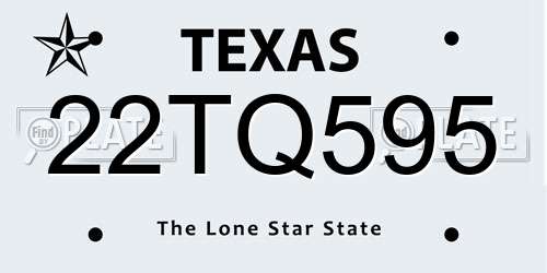 22TQ595 Texas License Plate