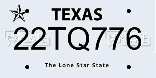 22TQ776 Texas License Plate
