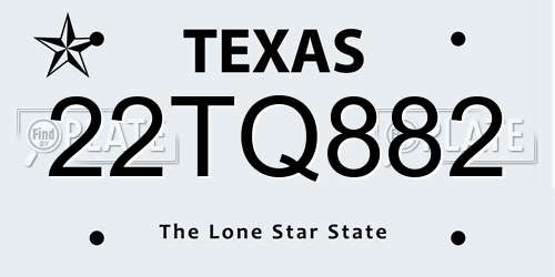 22TQ882 Texas License Plate