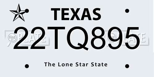 22TQ895 Texas License Plate