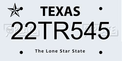 22TR545 Texas License Plate