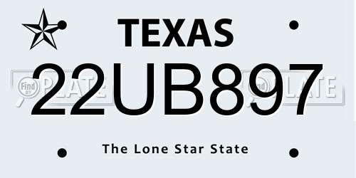 22UB897 Texas License Plate