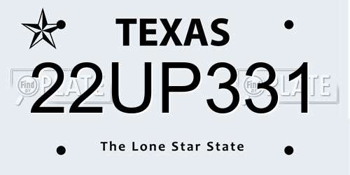 22UP331 Texas License Plate