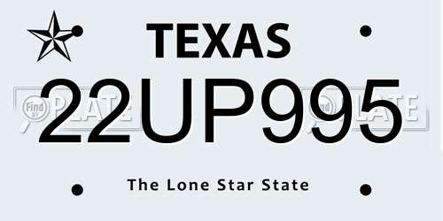 22UP995 Texas License Plate
