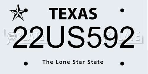 22US592 Texas License Plate