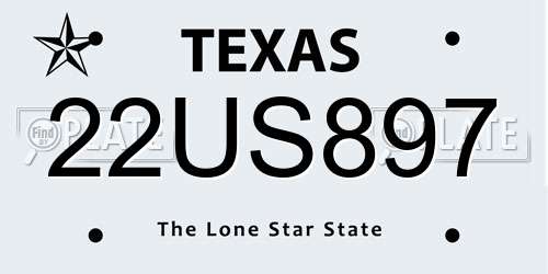 22US897 Texas License Plate
