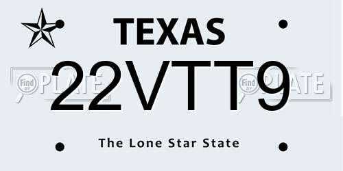 22VTT9 Texas License Plate