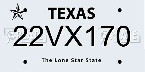 22VX170 Texas License Plate