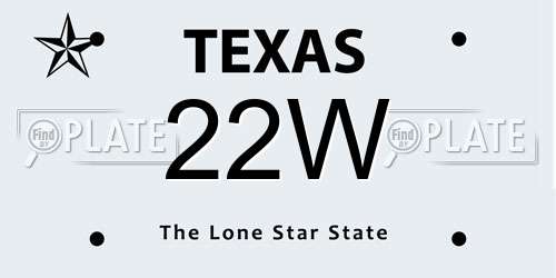 22W Texas License Plate