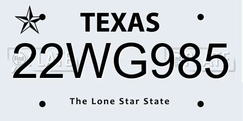 22WG985 Texas License Plate