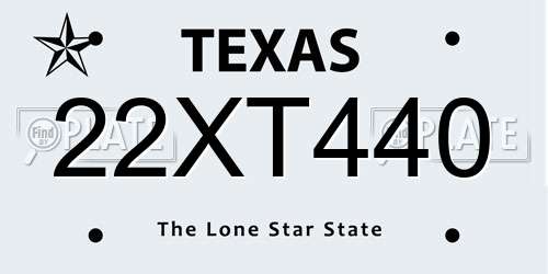 22XT440 Texas License Plate