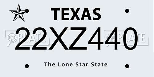 22XZ440 Texas License Plate