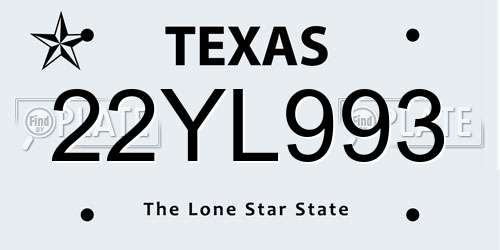 22YL993 Texas License Plate