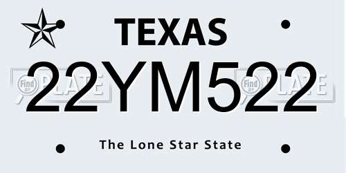 22YM522 Texas License Plate