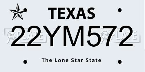 22YM572 Texas License Plate