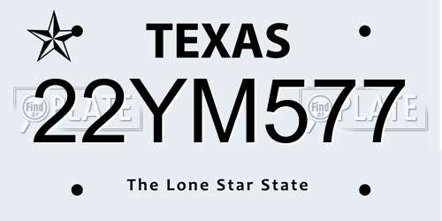 22YM577 Texas License Plate