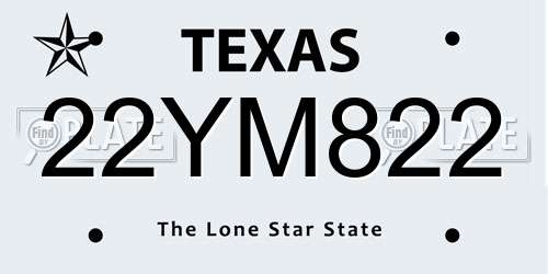 22YM822 Texas License Plate