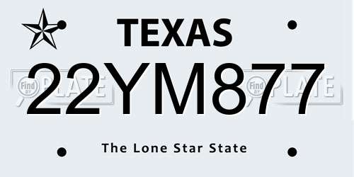 22YM877 Texas License Plate