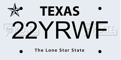 22YRWF Texas License Plate