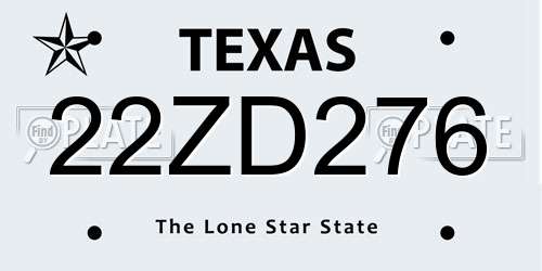 22ZD276 Texas License Plate