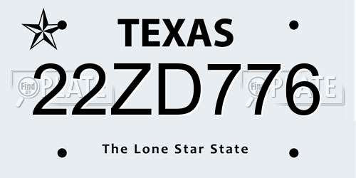 22ZD776 Texas License Plate