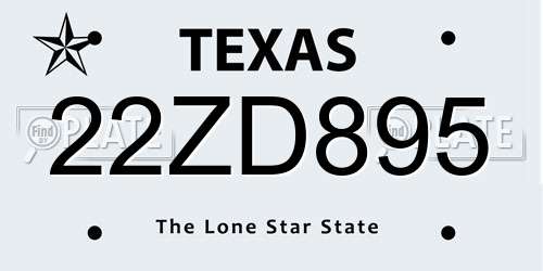 22ZD895 Texas License Plate