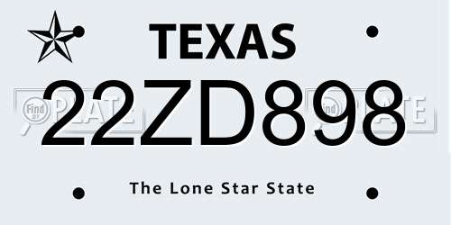 22ZD898 Texas License Plate