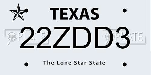 22ZDD3 Texas License Plate