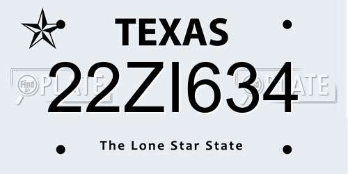 22ZI634 Texas License Plate