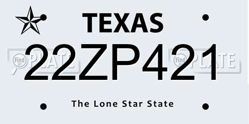 22ZP421 Texas License Plate