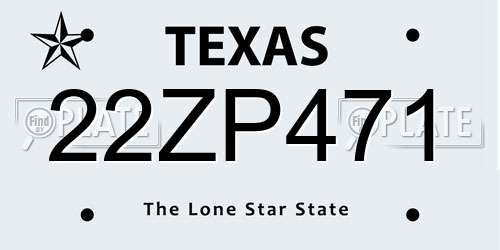 22ZP471 Texas License Plate