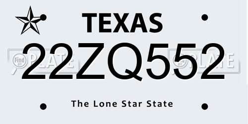 22ZQ552 Texas License Plate