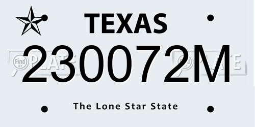 230072M Texas License Plate