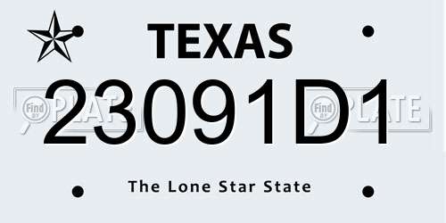 23091D1 Texas License Plate