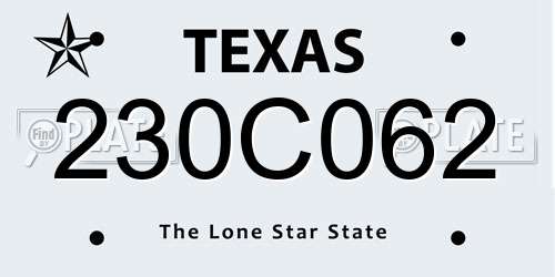 230C062 Texas License Plate