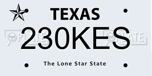 230KES Texas License Plate