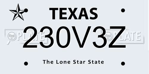 230V3Z Texas License Plate