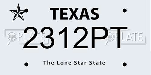 2312PT Texas License Plate