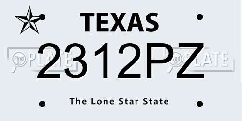 2312PZ Texas License Plate