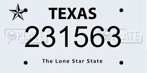 231563 Texas License Plate