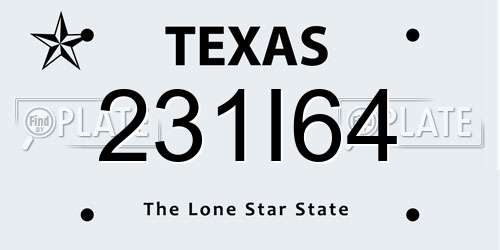 231I64 Texas License Plate