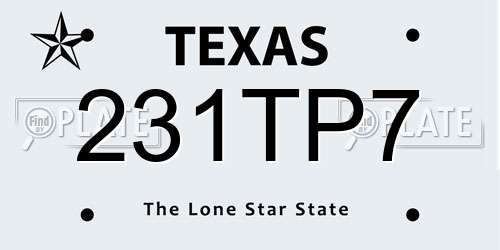 231TP7 Texas License Plate