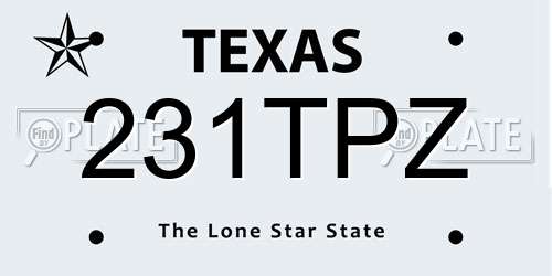231TPZ Texas License Plate