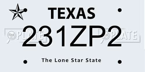231ZP2 Texas License Plate