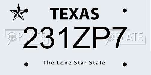 231ZP7 Texas License Plate