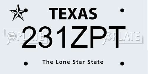 231ZPT Texas License Plate