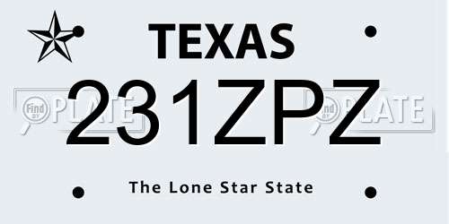 231ZPZ Texas License Plate